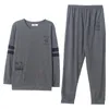 Men's Tracksuits For Men Set Leisure Nightwear Sleepwear Long Sleeve Spring2022 Autumn Male Pajama Pure Cotton Pajamas
