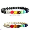 Beaded Strands Natural Stone Beaded Strands Bracelet Turquoise Chakra Colorf Healing Crystals Beads For Jewelry Making Woman Man Yog Dhalx