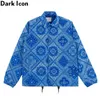 남성 자켓 Dark Bandana 힙합 자켓 남성 턴 다운 칼라 페이즐리 스트리트 패션 남성 자켓 Streetwear Jackets for Man 4XL T220914