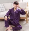 Мужские спортивные костюмы 2022 Осенняя одежда для сна, набор пижамы мужская пижама мягкая ночная рубашка для мужчин пижама сон лаундж Большой размер M-3XL Сатиновая шелковая пижама длинные