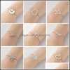 Charm Bracelets Simple Retro Couple Bracelet Cut Animal Bird Butterfly Moon Cat Hand Chain Women Adjustable Fashion Jewelry Charm Bra Dhxjk