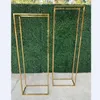 Decorazione della festa Luxury Fashion Outdoor Lawn Wedding Arch Shiny Gold Frame Colonna Plinth Stand Flowers Deprissi