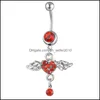 Navelklockknapp ringer D0567-2 4 Färger Pink Nice Style Belly Ring Purple Color Angel As Imaged Piercing Body Jewlery Navel Jewelry Dh15a