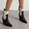 Boots Women Ongle Boots Winter 2022 مصمم فاخر إسفين الكعب أحذية أنيقة ذات كعب كبير سيدة Western Cowboy Boots T220915