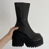 Buty platforma oryginalna skórzana kostka moda moda Mid Calf Winter Ins Botas de Mujer Rozmiar 35 44 220915