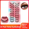 Natural Faux Mink Eyelashes 3D Tjock Wispy Full Strip Lashes Extension Återanvändbar Soft Light Lash Makeup Rainbow Box