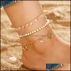 Anklety 3PCS/Set Anklety dla kobiet akcesoria stóp letnie plażę boso sandały bransoletka kostka na nogach prezent biżuterii 178 w dhmzs