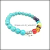 Beaded Strands Natural Stone Beaded Strands Bracelet Turquoise Chakra Colorf Healing Crystals Beads For Jewelry Making Woman Man Yog Dhalx