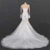 Abito da sposa sirena di grande coda elegante in pizzo elegante mesh slim fit e slim maniche lunghe My20606