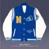 Herrjackor Hip Hop Baseballjacka Herr Streetwear Retro PU-ärm Läderbroderikappor Herr Harajuku Neutrals Blå Varsity Bomber Coat T220914