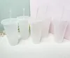 5 pc/lot 24 oz clair tasse en plastique Transparent gobelet été réutilisable froid boire café jus tasse avec couvercle et paille FY5305 915