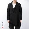 Misto lana da uomo Stile cinese Giacca a vento in cotone e lino Cappotto impermeabile Giacca a vento Cappotto kimono giapponese Giacca a mantella da uomo Top 220915