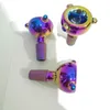 カラフルな丸いメッキガラスボウルスモーキングパイプアクセサリーハンドドットネイル付き14mm 18mm Hookahs Bongs Water Ash Catcher Bubbler Tools