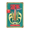 Summer Beach Poster Vintage Metal Pintura Tin Sign Miami Surf Club Arte Pintura Decora￧￣o de parede para barra de bares Seases Decora￧￣o de casa ao ar livre Tamanho 30x20cm