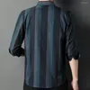 Erkekler Sıradan Gömlekler 2022 Marka Tasarımcı Çizgili Erkekler Men Giyim Kore Moda Uzun Kollu Gömlek Lüks Elbise Giysileri Forması 291