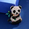 Brooches Women's Brooch Cute Bamboo Panda Rhinestone Pin Girl Jewelry Children Hat Scarf Accessories Christmas And Year Gift