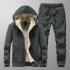 Survêtements pour hommes Survêtement Ensembles pour hommes Sporting Fleece Épais à capuche Marque-vêtements Casual Track Suits Jacketpant Warm Fur Winter Sweat 220914