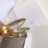 18K Altın Retro Vintage Bakır Bileklik Bileklikler Kadınlar İçin 3 adet lüks mektuplar tasarımcı bilezik mücevher hediyesi Marka adıyla