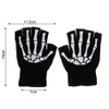 Warm Knitting Gloves For Adult Solid Acrylic Half Finger Glove Human Skeleton Head Gripper Print Cycling Non-slip Wrist Gloves FY5602