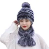 Mulheres Real Rex Rabbit Fur Hats Scons Define Winter Warm Ski Cap Fox Fur Pompom