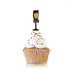 Forniture festive 12pcs Glitter Cupcake Toppers Decorazione Torta Bandiere Stick Per 2022 Laurea Grad Party