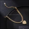 Anklets 26 English Initial Heart Anklet Chain Crystal Gold Chains Heat Charm Foot Letters Women Fashion Jewelry Will And Sandy Gift 5 Dhvxk