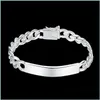 ID Identificazione 925 Sterling Sier 2Pcs Bracciale 10Mm Catena Laterale Liscia Per Uomo Donna Matrimonio Festa Di Fidanzamento Gioielli 820 Z2 D Dhw7H