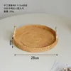 Natural Rattan und handgewebt mit Griffen rundes Brot -Servierkorb für Brot Fruchtfutter Kaffee Frühstück Display