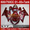 Wtryskowe owiewki do formy zbiorniki dla Suzuki GSXR750 GSXR-750 750cc K1 600cc 01-03 152NO.82 GSXR 750 600 CC GSXR600 2001 2002 2003 GSXR-600 01 02 03 OEM Wine Wine Red Blk Blk