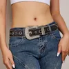 Cinturones Goth Rhinestone Mujeres PU Correa de cuero Western Cowboy Y2K Girls Cinturón de moda para Jeans Hombres Dropship