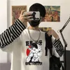 Men's T Shirts Baki Hanma Anime Manga Shirt Hip Hop Oversize Men Long Sleeve Patchwork Stripe T-shirt Harajuku Cool Cartoon Summer Tshirt