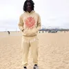 23SS Sweatshirts Hip hop Impression Moussante Hommes Femmes Lâche Impression Numérique Sweat À Capuche Beige