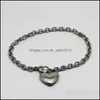 Charm Bracelets 316L Stainless Steel Titanium Bracelets Love Peach Heart-Shaped Male And Female Couples Bracelet Jewelry Wholesale 36 Dhpky