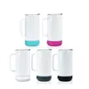 US Warehouse 14oz Sublimation Blanklautsprecher Becher mit Griff 5 Farbe gerade Edelstahl Bluetooth Wasserflasche Outdoor Tragbarer Tasse B6