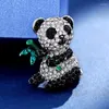 Brooches Women's Brooch Cute Bamboo Panda Rhinestone Pin Girl Jewelry Children Hat Scarf Accessories Christmas And Year Gift