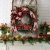 Christmas Decorations Wreath Artificial Rattan Pine Cone Bells Holiday Merry Farmhouse Garland Hanging Ornaments for Front Door 220914