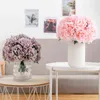 Finto verde floreale 5 pezzi fiore di peonia artificiale rosa seta grande bouquet sposa con fiore finto scena decorazione decorazione della casa J220906