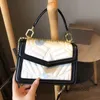 Crosssbody Soirée Sacs Chaîne En Or Sac De Haute Qualité En Cuir Véritable Sac À Main Dames Rabat Sacs À Bandoulière Femmes Rayures Retour Paquet Multiple Co