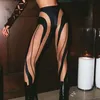 Women's Pants Capris Weird Puss Patchwork Mesh Pants Women Sexy Summer Striped Irregular Skinny Stretchy Body-Shaping Fitness Leggings Trousers 220915