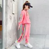 Fashion Kids Deskled Sportswear For Girls 4 5 6 7 8 9 10 11 12 13 jaar trainingssets Spring herfst Hoodies Zweet broek Outfits T275i