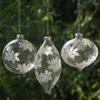 Party Decoration 12pcs/pack Snowflake Drawing Hanging Glass Ball Christmas Day Transparent Globe Pendant Festival Friend Gift