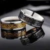 Cluster Rings Dominateur Homme Anneau Bleu Fibre De Carbone Noir Dragon Incrustation Confort Fit En Acier Inoxydable Pour Hommes Bande De Mariage En Gros