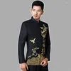 Costumes pour hommes broderie Blazer hommes chinois tunique costume conceptions veste hommes scène Costumes pour chanteurs vêtements danse étoile Style robe Masculino