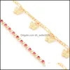 Cavigliere placcate in oro con nappe a farfalla Cavigliera con strass di cristallo Bracciale alla caviglia in lega da donna Catena multistrato Abito in 2 pezzi 3 2My J2B Drop Dhqky