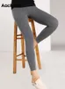 Leggings pour femmes Aachoae Automne Hiver Femmes Leggings Solide Casual Slim Pantalon Pantalon Taille Haute Sportwear Dames Cheville Longueur Leggings 220914