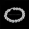 خيوط مطرز 925 Sterling Sier 8mm/10mm Hollow Circle Ball Beads Beded 20cm Bracelet Woman Mashion Modern Jewelry 1251 T2 Drop Del Dhlwo