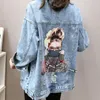 Damenjacken 2022 Herbst Denim Jacke Frauen Harajuku gedruckt ausgefranste Perlen losen Casual Jeans Mantel Outwear Frauen P521