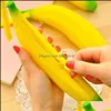 Pencil Bags Cute Kawaii Silica Gel Banana Pencil Bag Creative Novelty Lovely Rubber Children Pen Send Kids Girl Boy Stationery Drop D Dhkj2