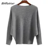 Women's Knits Tees BHflutter Sweater Women Slash Neck Knitted Winter Sweaters Tops Female Batwing Cashmere Casual Pullovers Jumper Pull Femme 220915