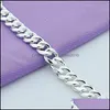 Link Chain 925 Sterling Sier 10Mm Smooth Sideways Chain Bracelet For Men Woman Charm Wedding Engagement Party Fashion Jewelry 1273 T Dhr0Q